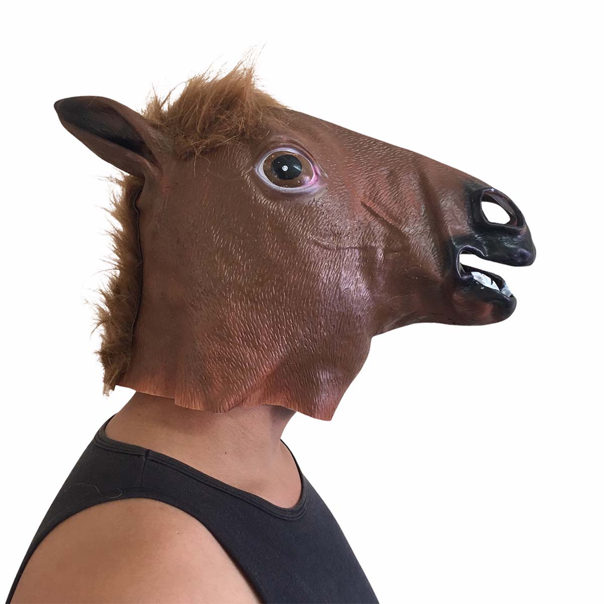 Máscara Cabeça de Cavalo Marrom Látex Cosplay