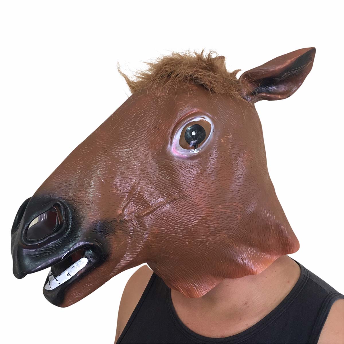Máscara Cabeça de Cavalo em Látex Marrom