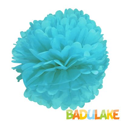 Balão Pompom de Seda Grande Azul Bebê