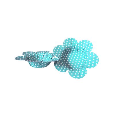 Mini Forminha Flor Scaranelo Azul Clara com Bolinhas Brancas - 50 unidades