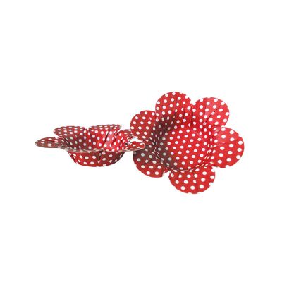 Mini Forminha Flor Scaranelo Vermelha com Bolinhas Brancas - 50 unidades