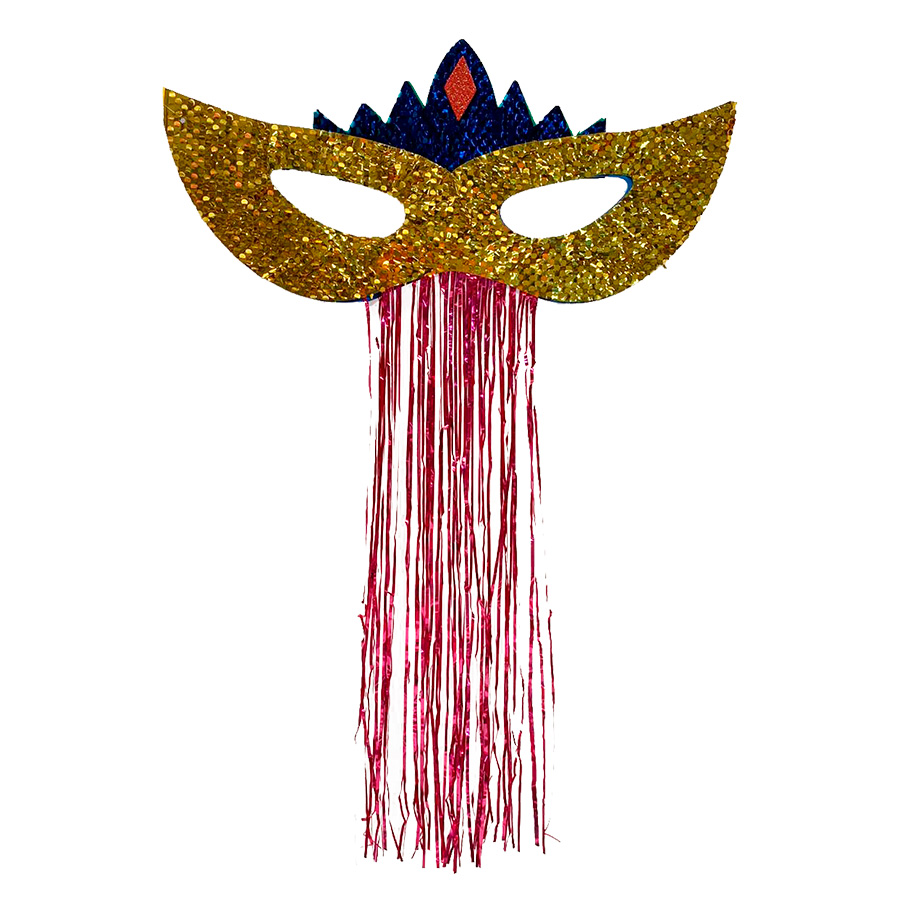 Máscara Carnaval Grande Paetês para Decoração Dourada Ref. 209