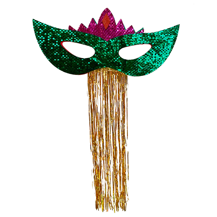 Máscara Carnaval Grande Paetês para Decoração Verde Ref. 209