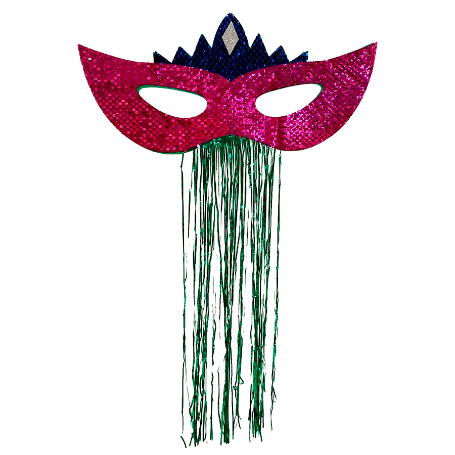 Máscara Carnaval Grande Paetês para Decoração Pink Ref. 209