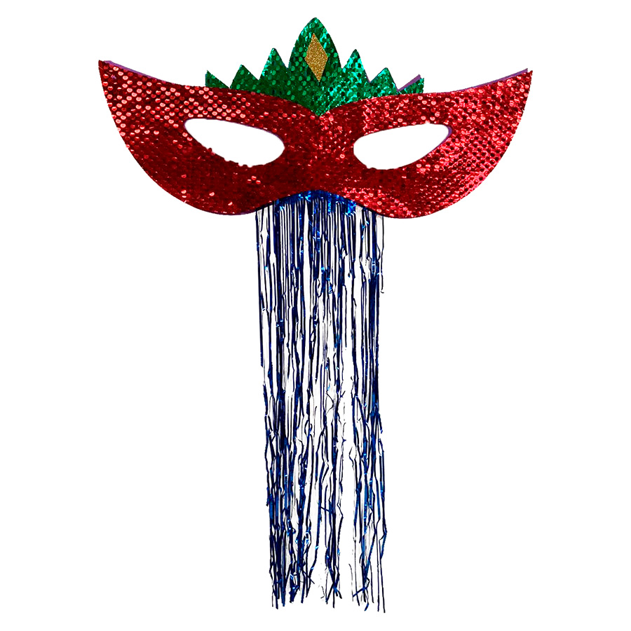 Máscara Carnaval Grande Paetês para Decoração Vermelha Ref. 209