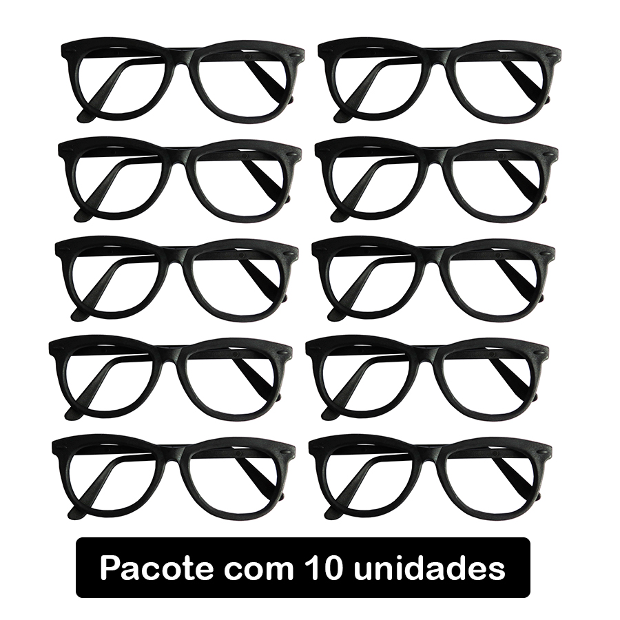 Óculos Nerd Preto - 10 unidades