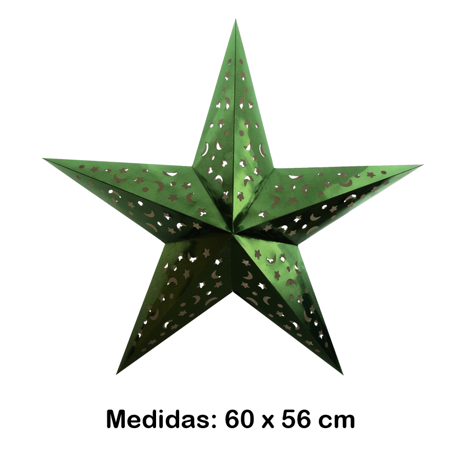 Luminária Estrela Grande Verde 60x56 cm