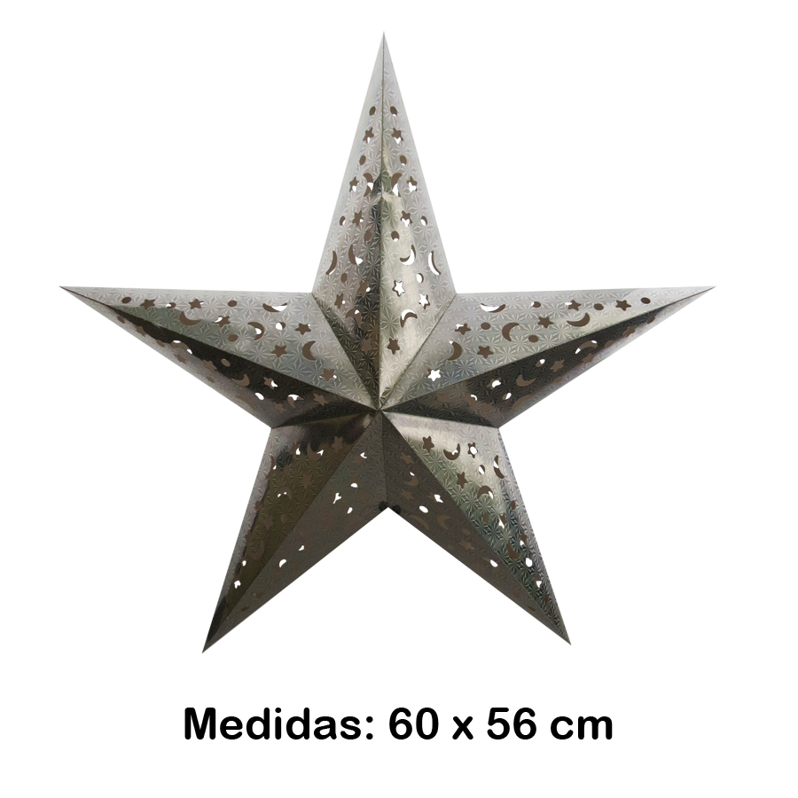 Luminária Estrela Grande Prata 60x56 cm