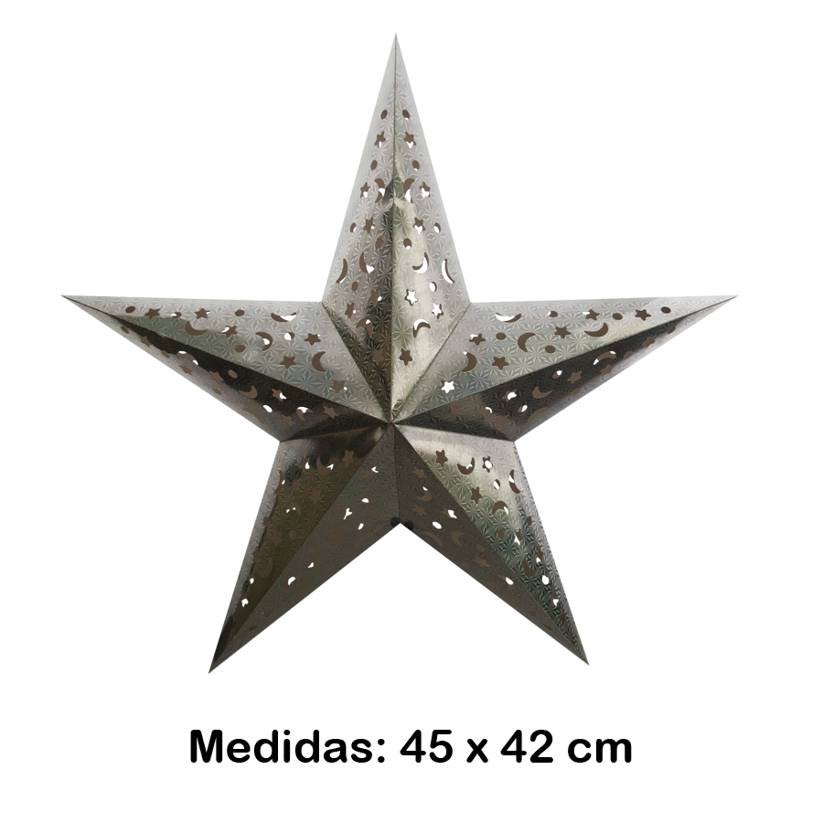 Luminária Estrela Média Prata 45x42 cm