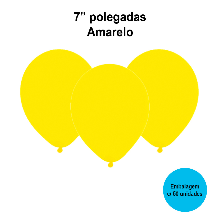 Balão Festball Liso Amarelo 7" Polegadas - 50 unidades