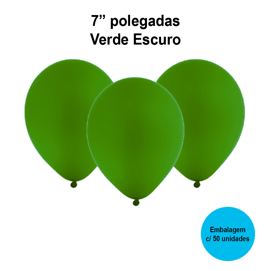 Balão Festball Liso Verde Escuro 7'' Polegadas - 50 unidades