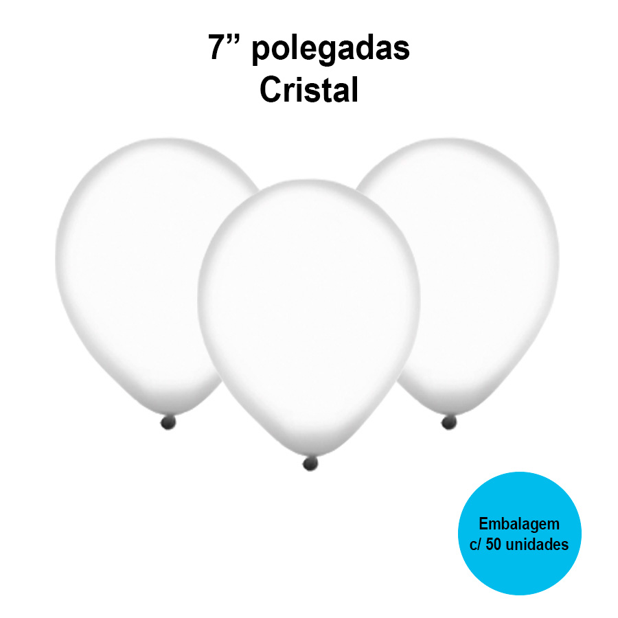 Balão Festball Liso Cristal 7'' Polegadas - 50 unidades