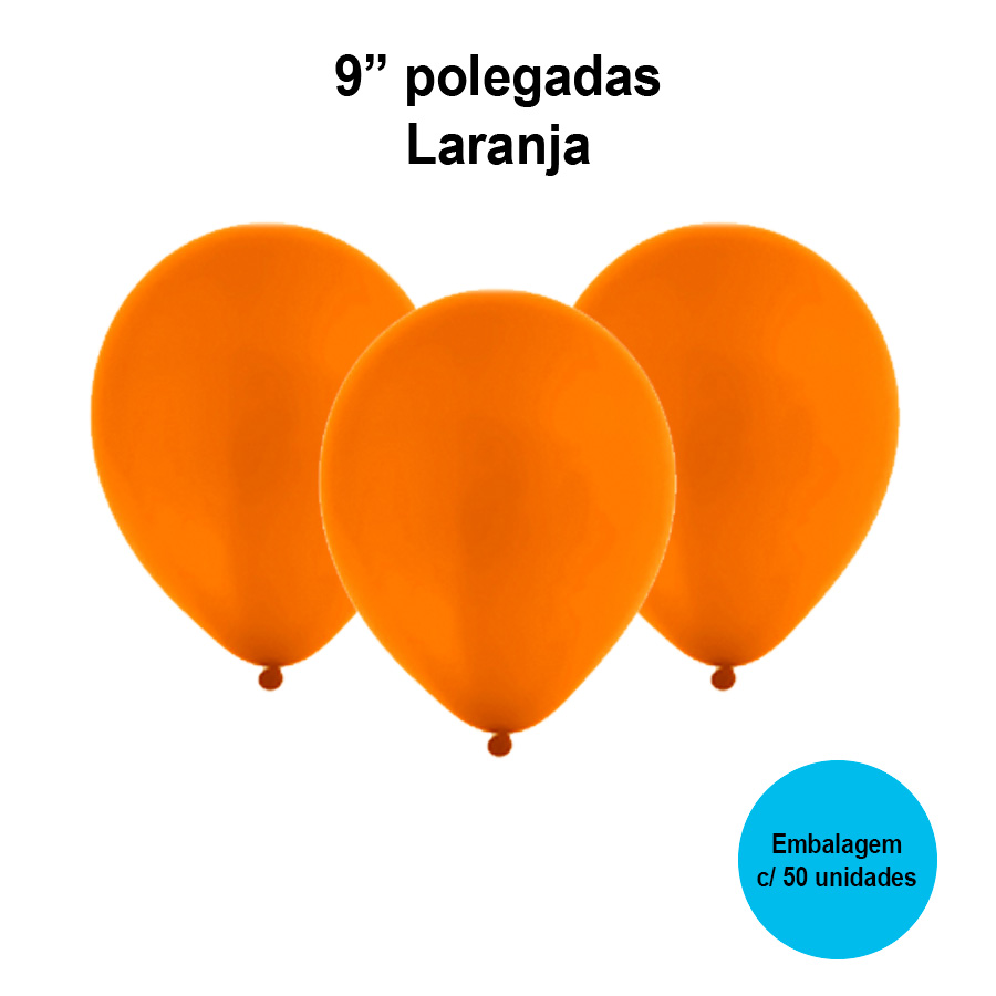 Balão Festball Liso Laranja 9'' Polegadas - 50 unidades