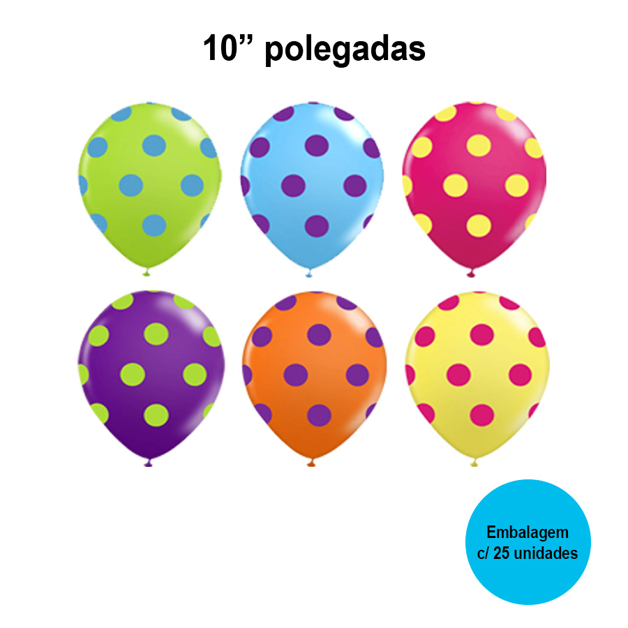 Balão Balloontech Poá Colorido 10'' Polegadas