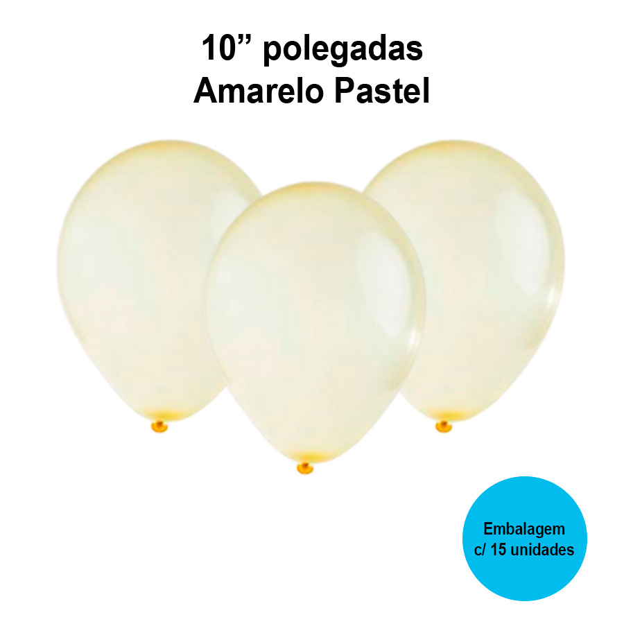 Balão Balloontech Cristal Amarelo Pastel 10'' Polegadas - 15 unidades