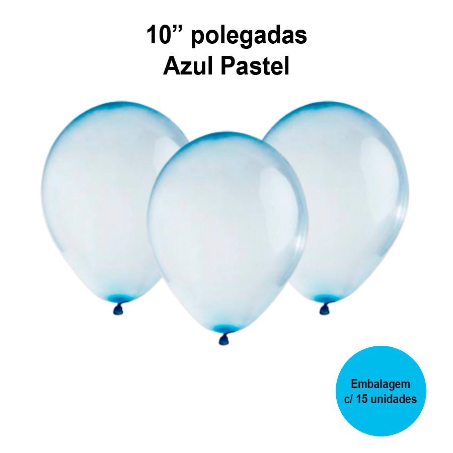 Balão Balloontech Cristal Azul Pastel 10'' Polegadas - 15 unidades