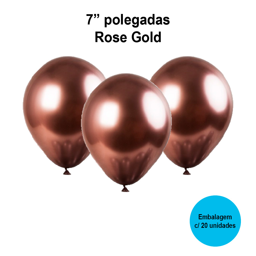 Balão Balloontech Chromium Rose Gold 7'' Polegadas - 20 unidades