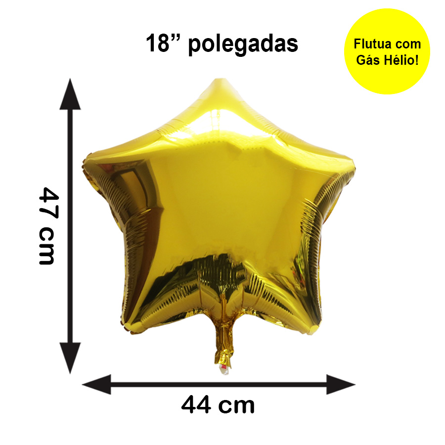 Balão Metalizado Estrela Dourado 18" polegadas