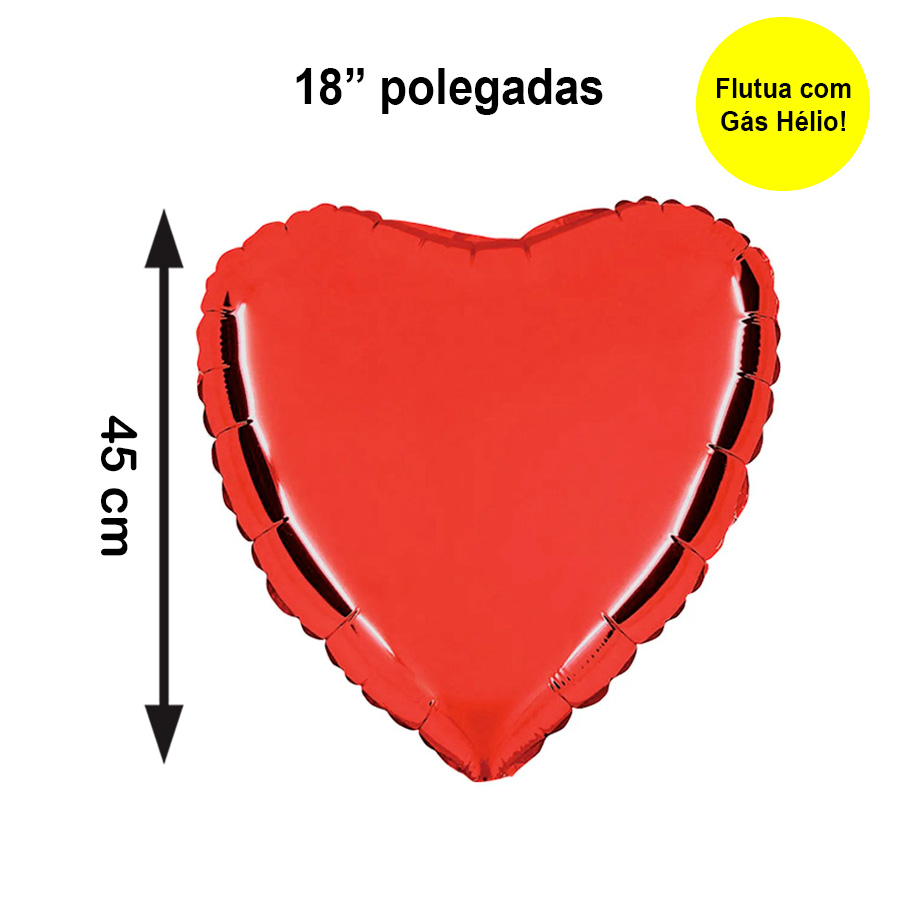Balão Metalizado Coração Vermelho 18" polegadas