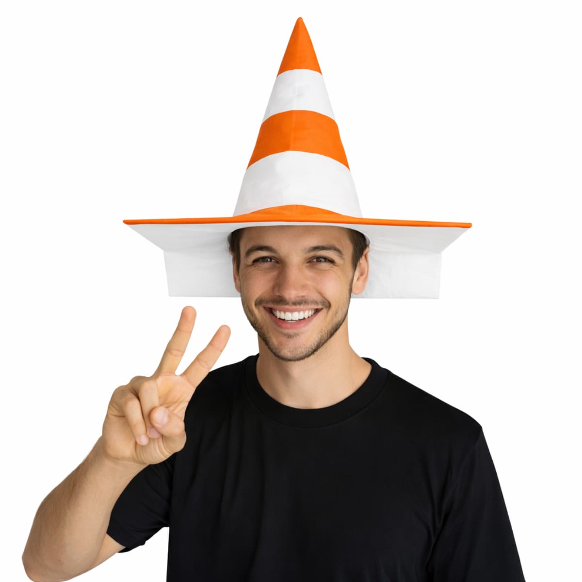 Chapéu Cone Sinalizador Branco e Laranja