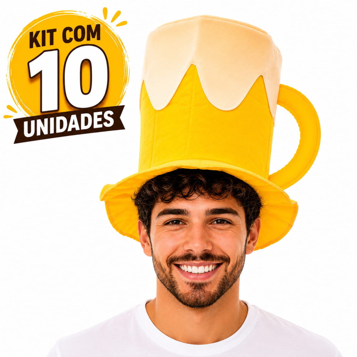 Kit 10 Cartolas Divertidas De Chopp Amarela Carnaval Boteco