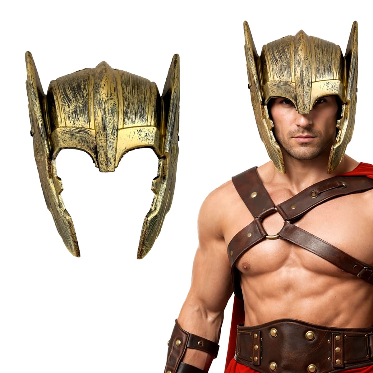 Máscara Gladiador Super Herói de Plástico Dourado