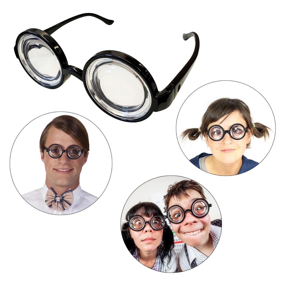 Óculos Fundo de Garrafa Fantasia Nerd Cientista Intelectual