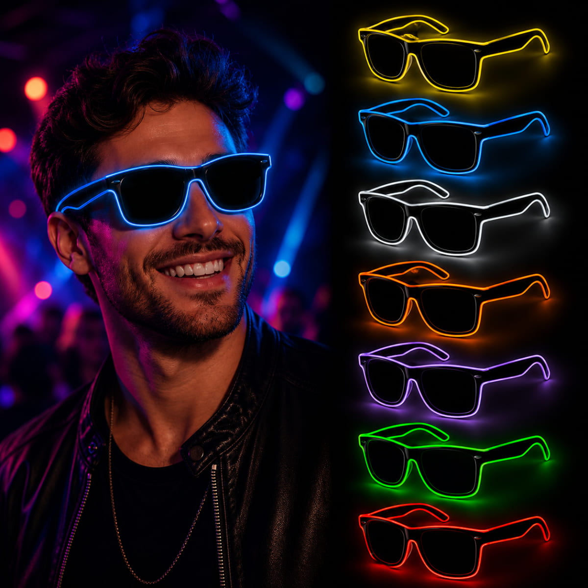 Óculos Luxo Led Festa Balada Cores