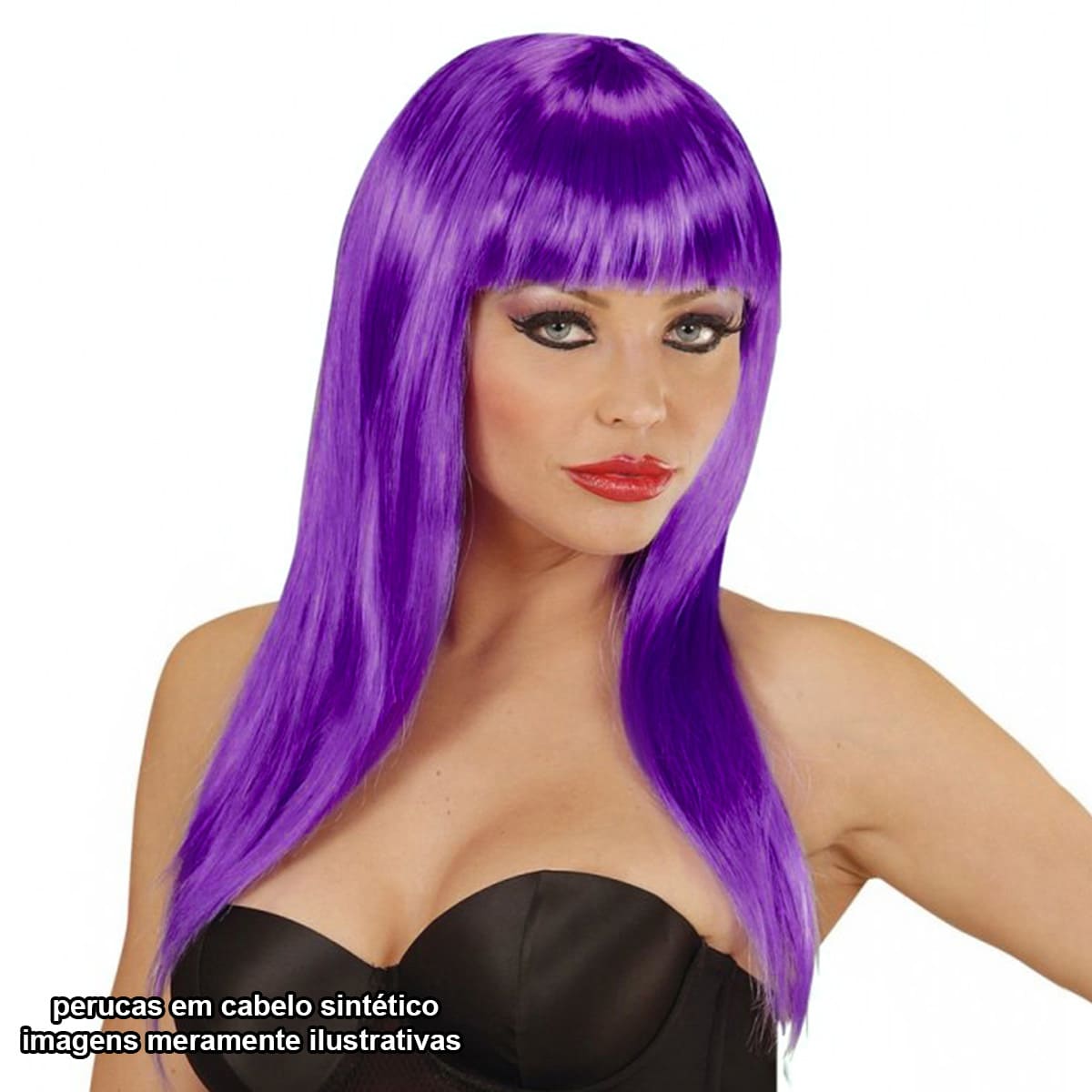 PERUCA LONGA LISA COM FRANJA ACESSÓRIOS DE FANTASIA CABELO LISO ESTILO ELEGANTE FESTA OCASIÃO CASUAL main image 0