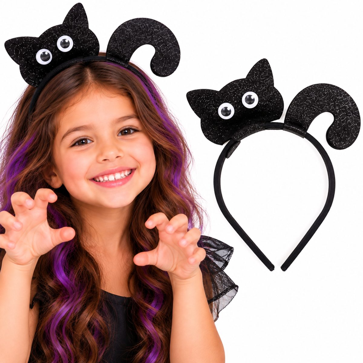 Tiara Gatinho Gatinha Miau EVA Glitter Cabelo Maluco