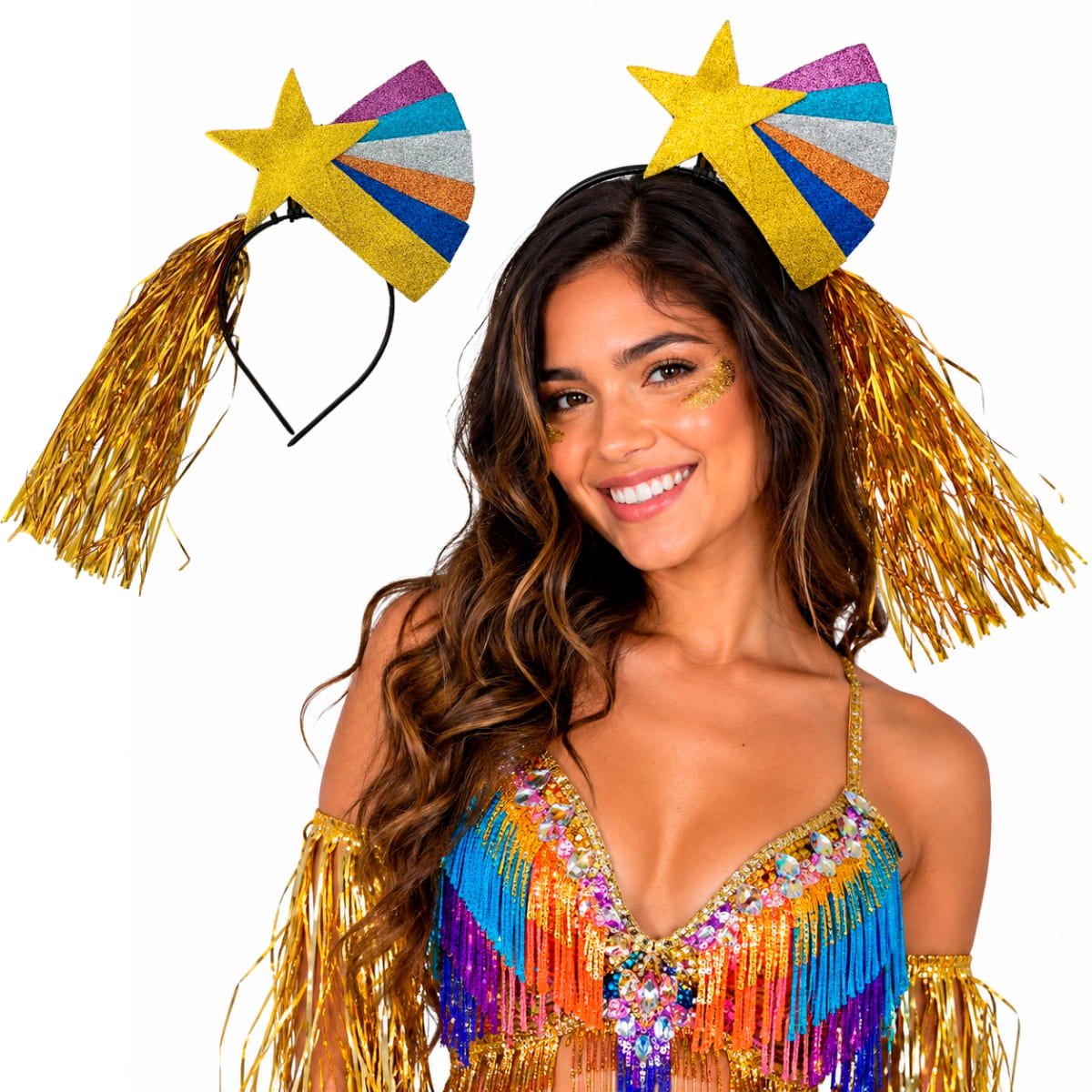 Tiara Colorida Arco Iris Acessório Carnaval Bloquinho