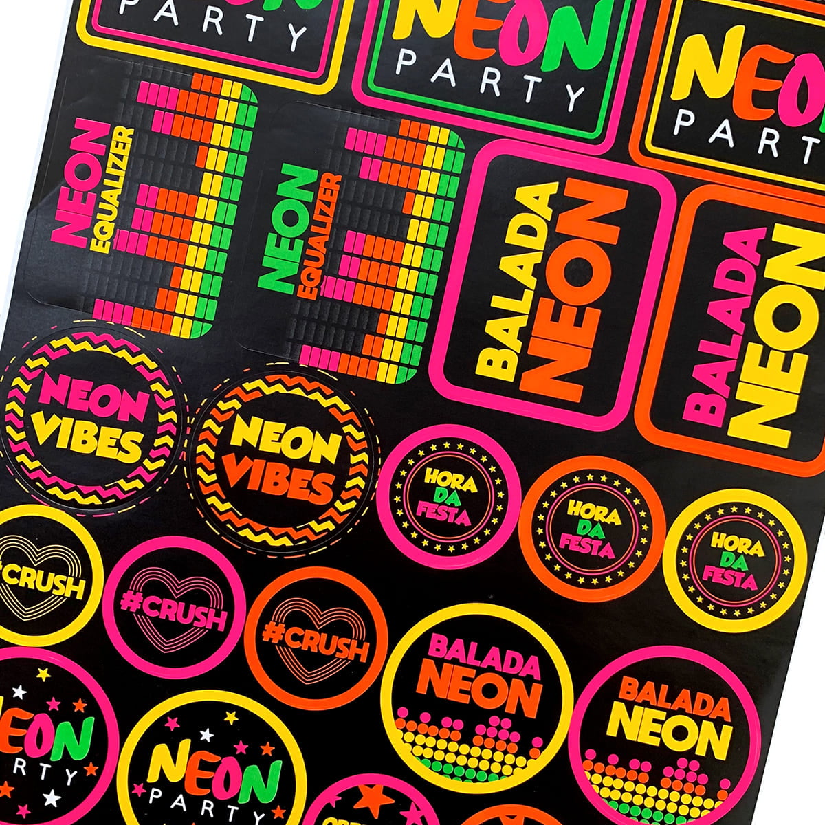 Adesivos Neon Party Cores.