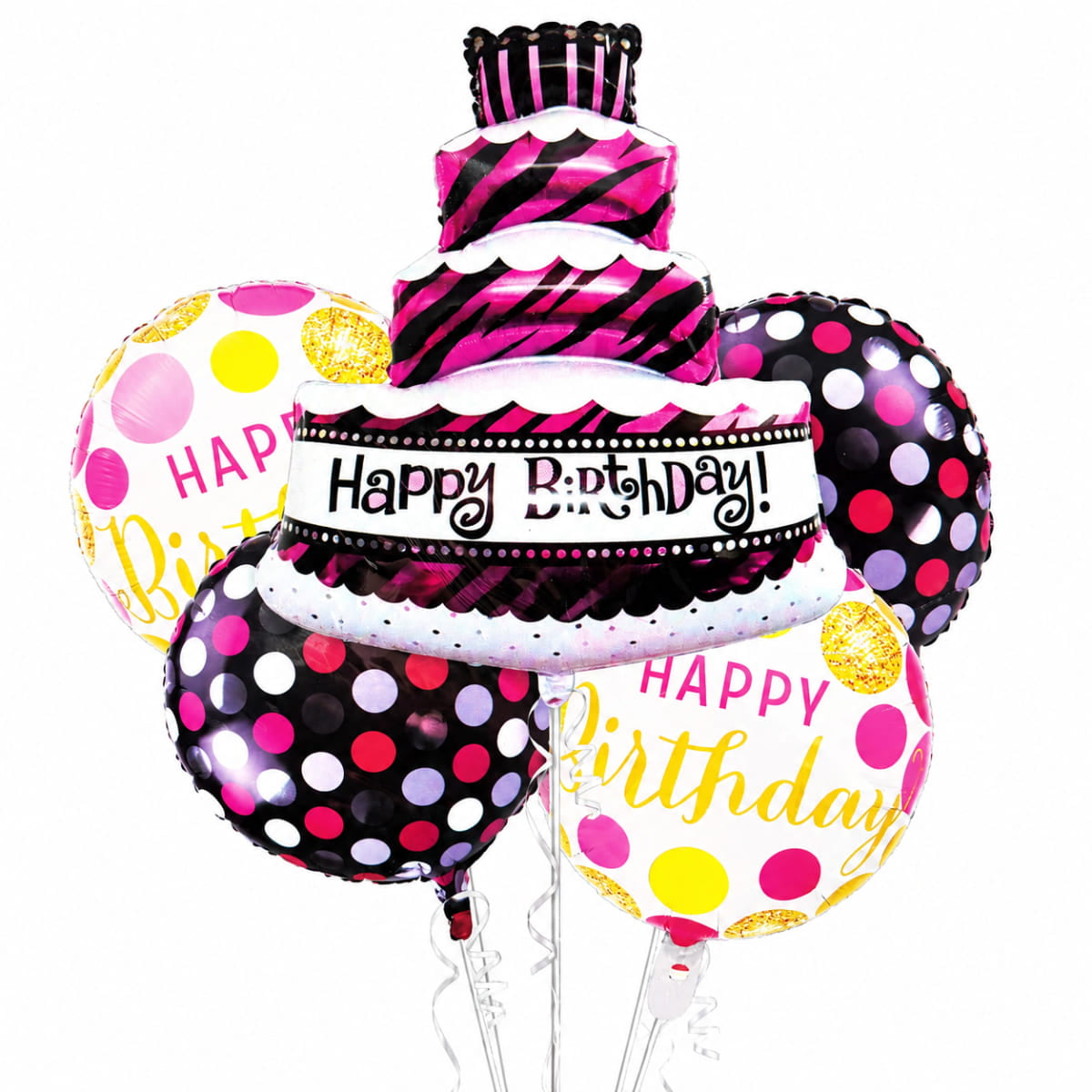 Kit Balão Metalizado Happy Birthday com 5 Peças