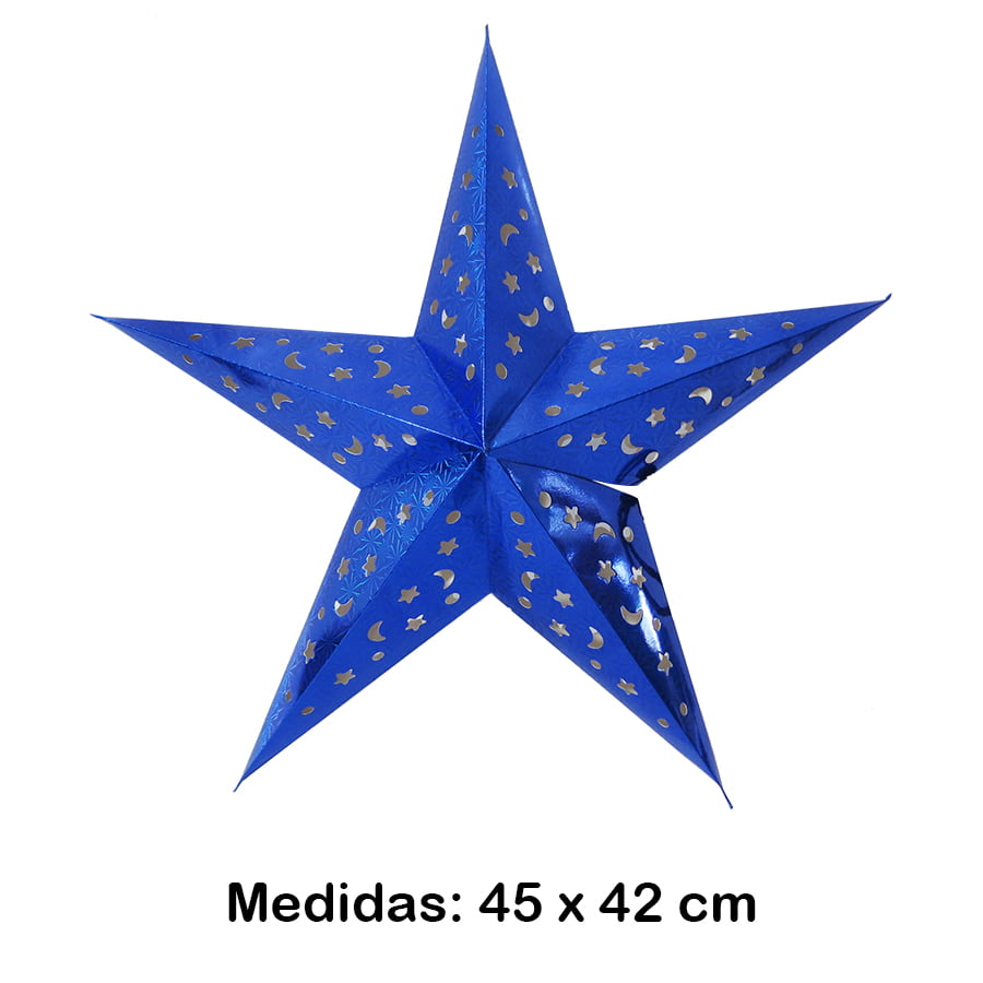 Luminária Estrela Média Azul 45x42 cm