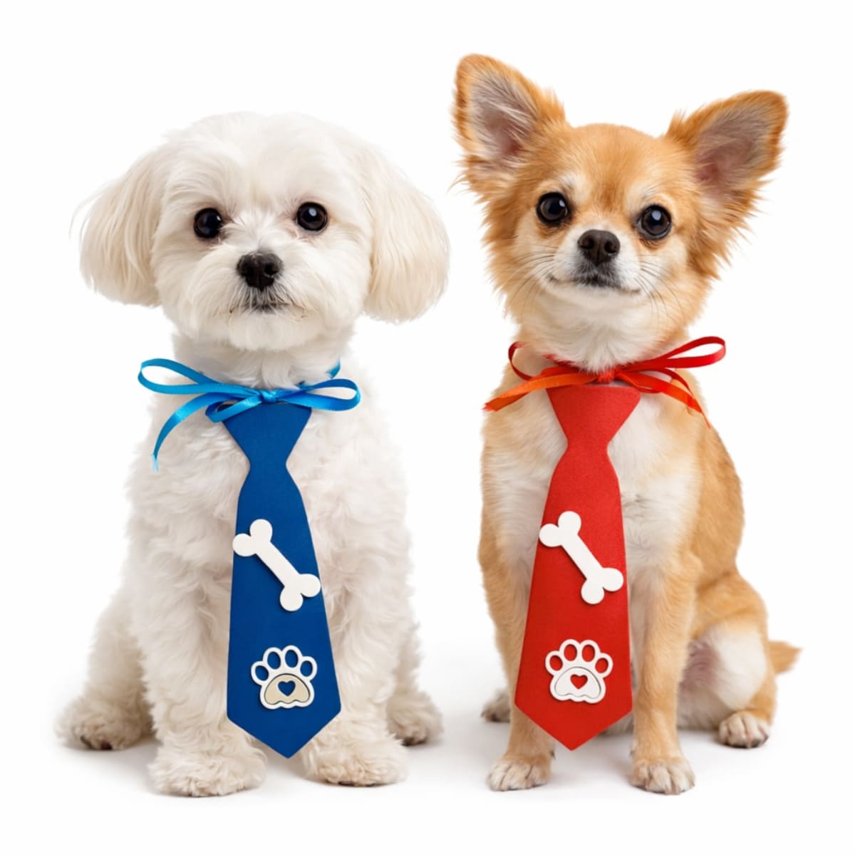 Kit Com 2 Gravatas Ossinho E Patinha Para Pets Cães E Gatos