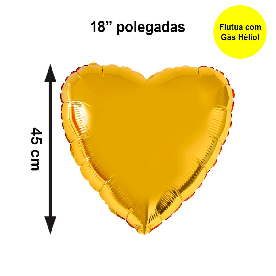Balão Metalizado Coração Dourado 18" polegadas
