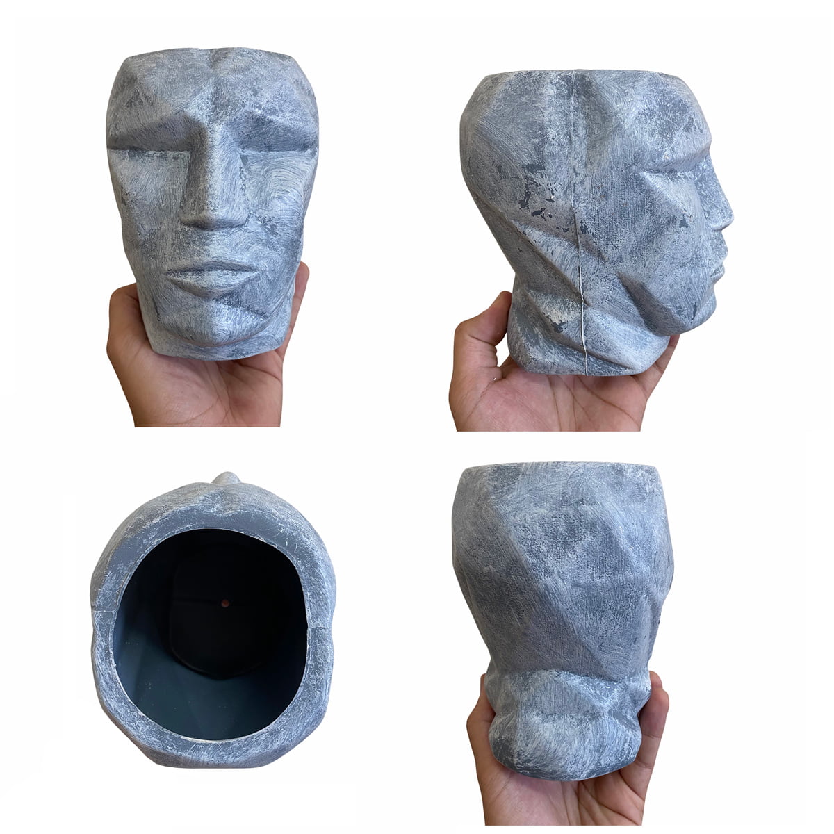 Cachepot 3D Plástico Fosco Cinza