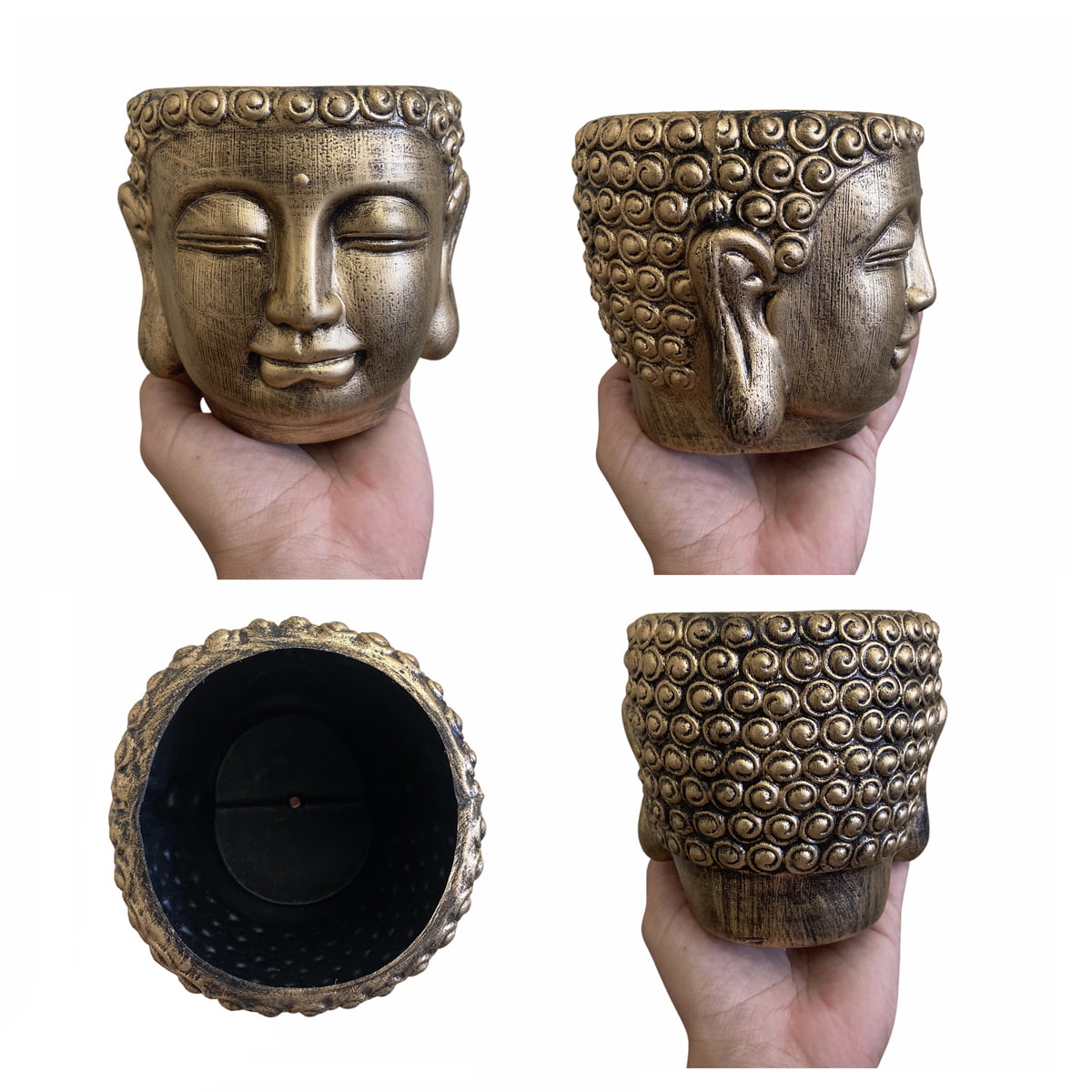 Cachepot Buda Plástico Metálico Dourado