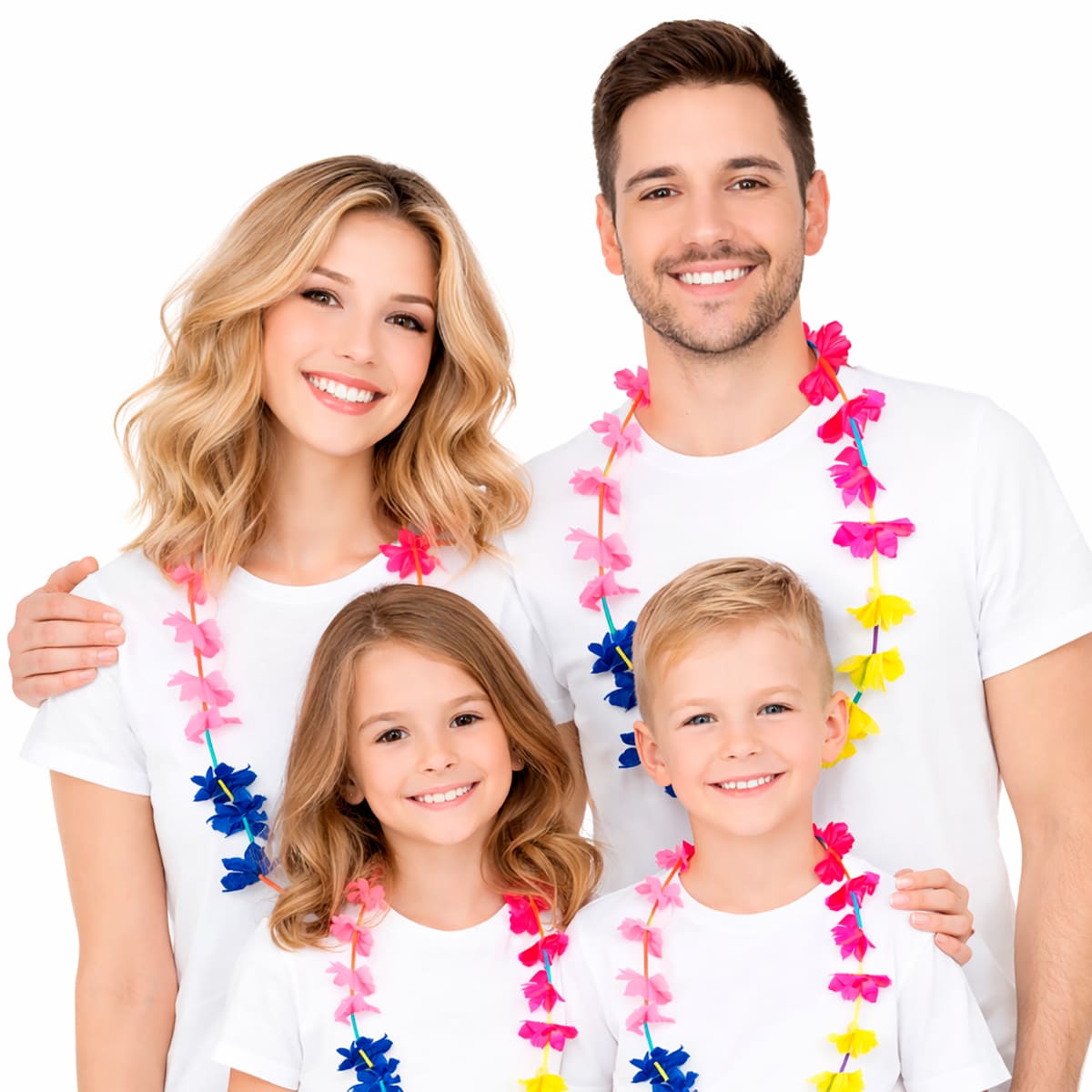 Colar Havaiano Tradicional Colorido - 12 unidades