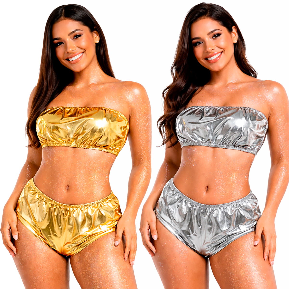 Conjunto Biquini Hot Pants Laminado Metalizado Coleção Carnaval