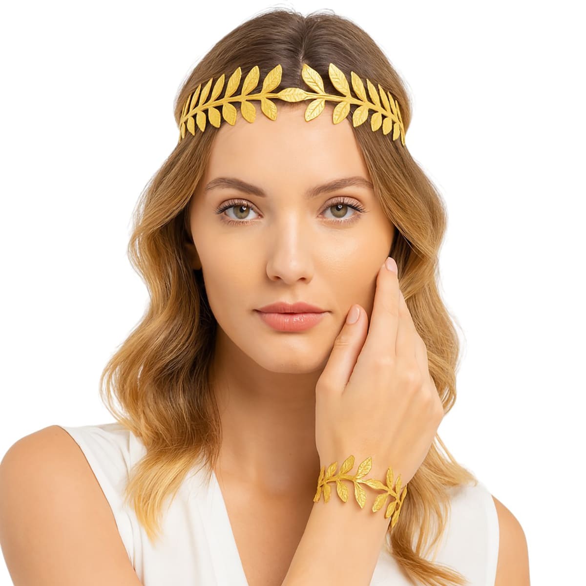 Kit de Acessórios Tiara e Bracelete Deusa Grega Afrodite