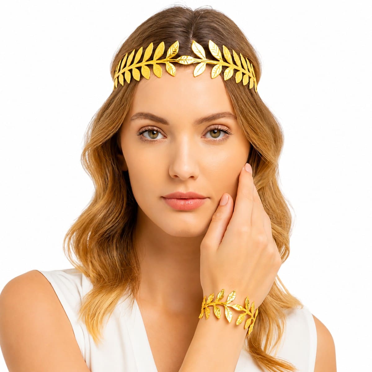 Kit de Acessórios Tiara e Bracelete Deusa Grega Afrodite