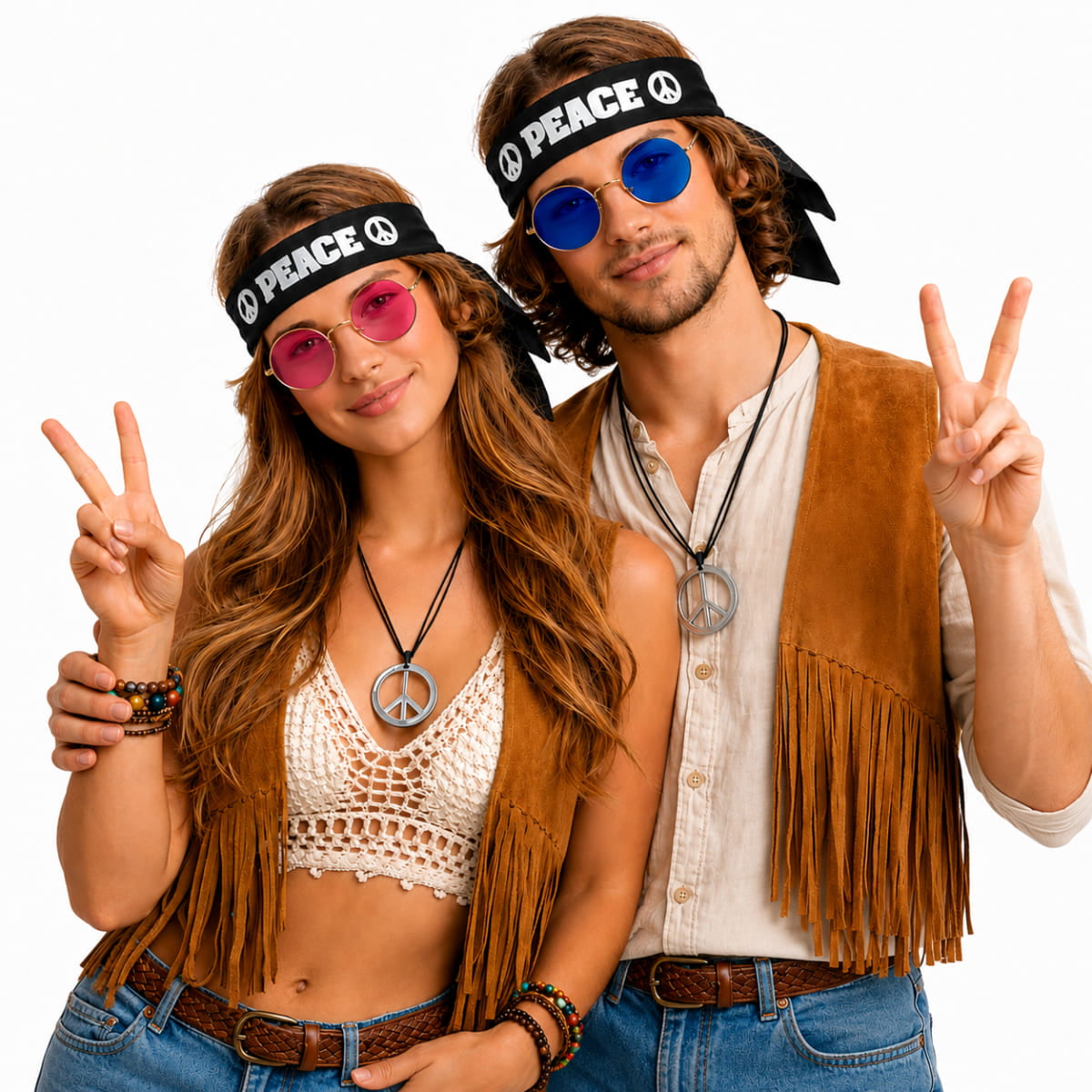 Kit Fantasia Hippie Símbolo da Paz com Óculos