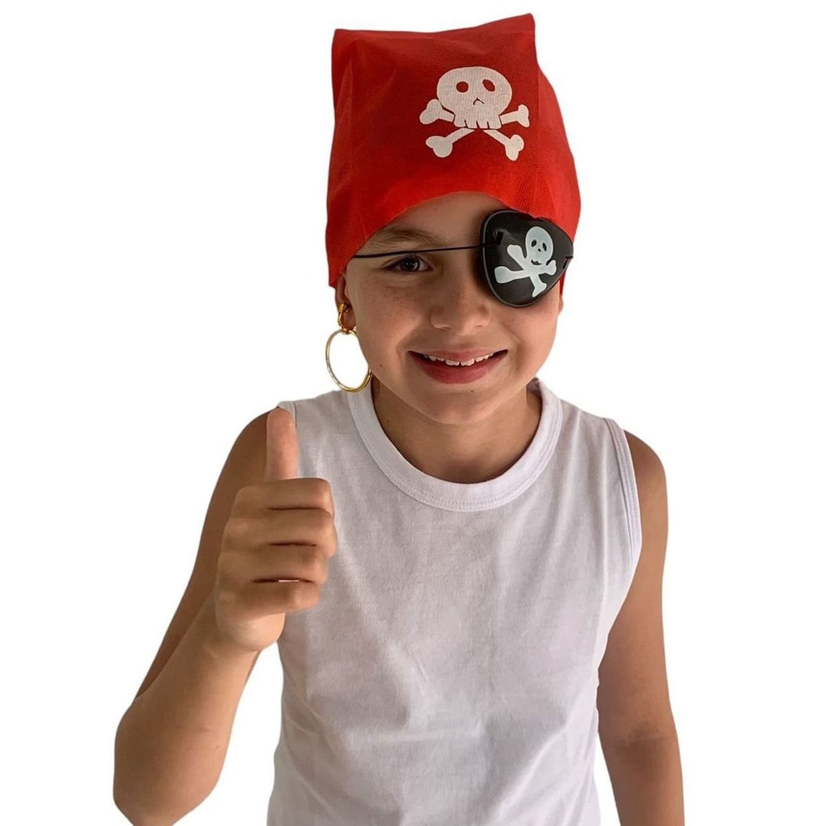 Fantasia de Pirata Caveira Infantil Com Bandana