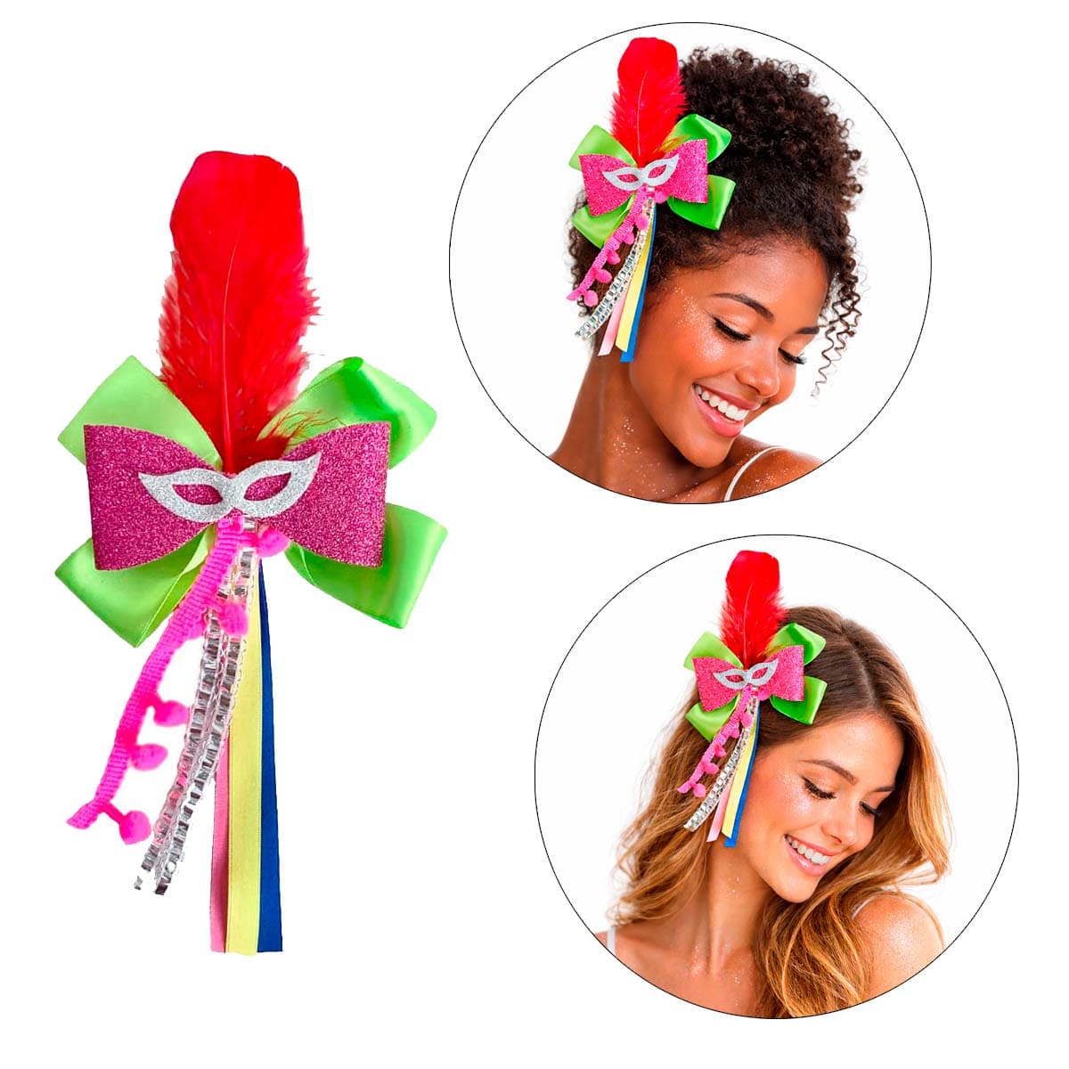 Laço Presilha de Cabelo Máscara Carnaval