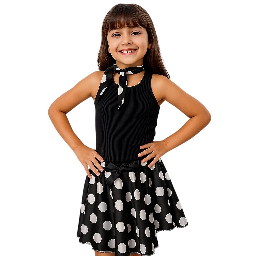 Fantasias Infantis Roupas Ano 60 Infantil Saia Infantil Bolinhas
