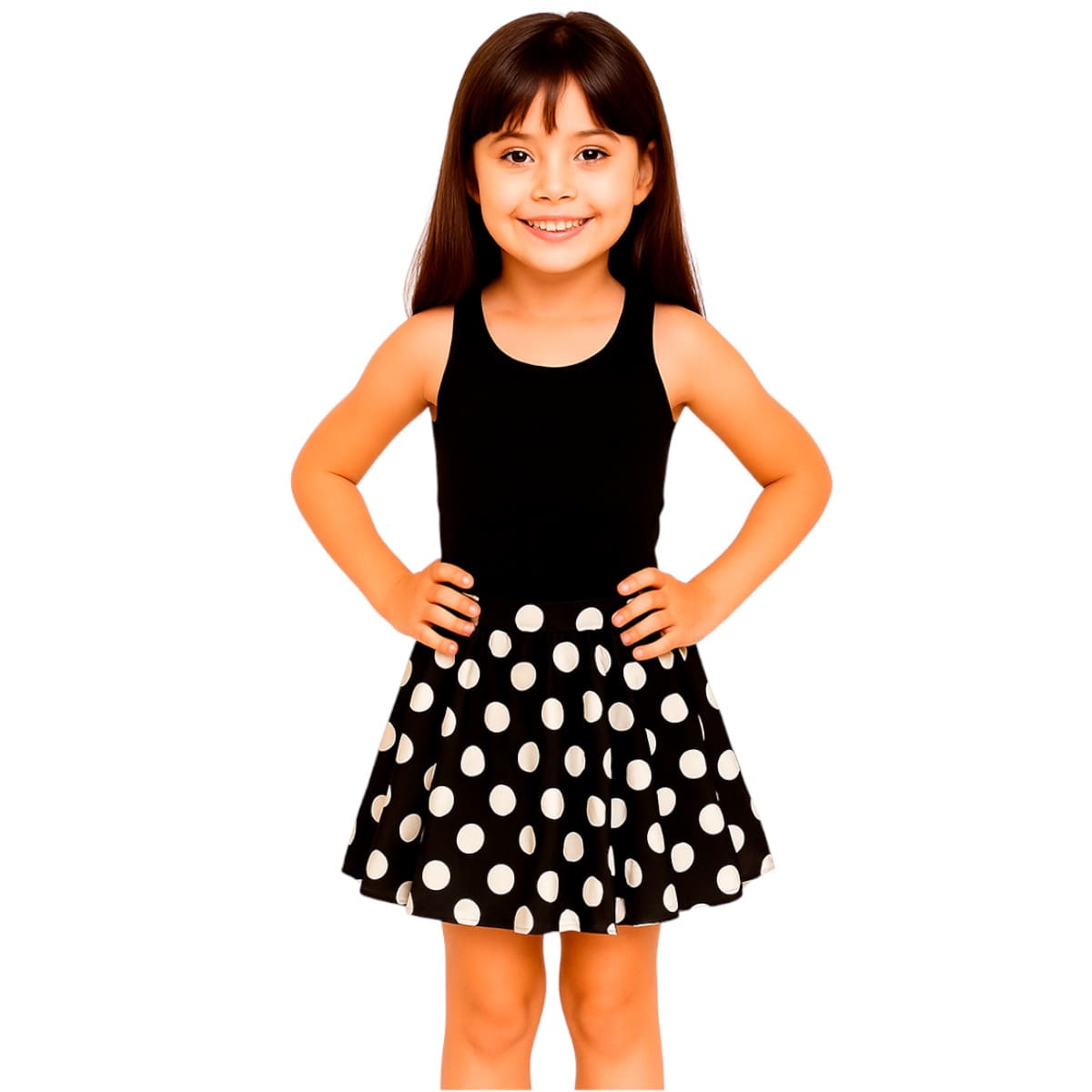 Saia Infantil Bolinhas Poá Pin Up Anos 60