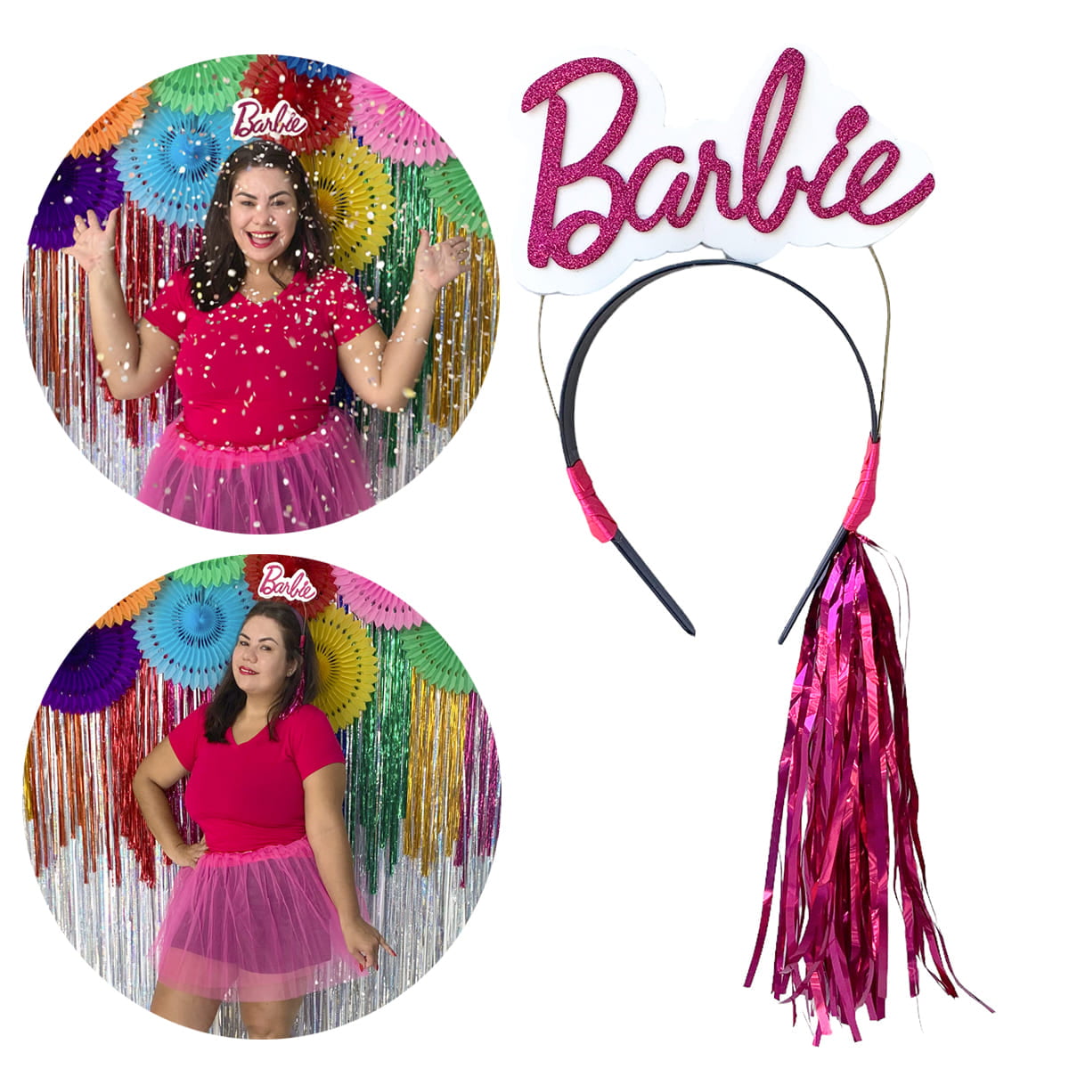 Tiara Barbie com Franja Metalizada Bloquinho Carnaval.
