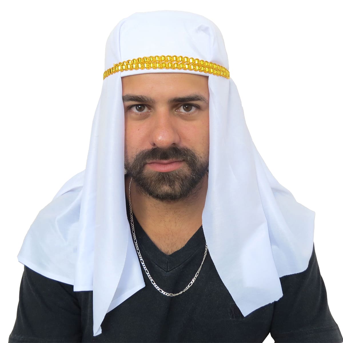 Turbante Sheik Árabe Branco Para Fantasia