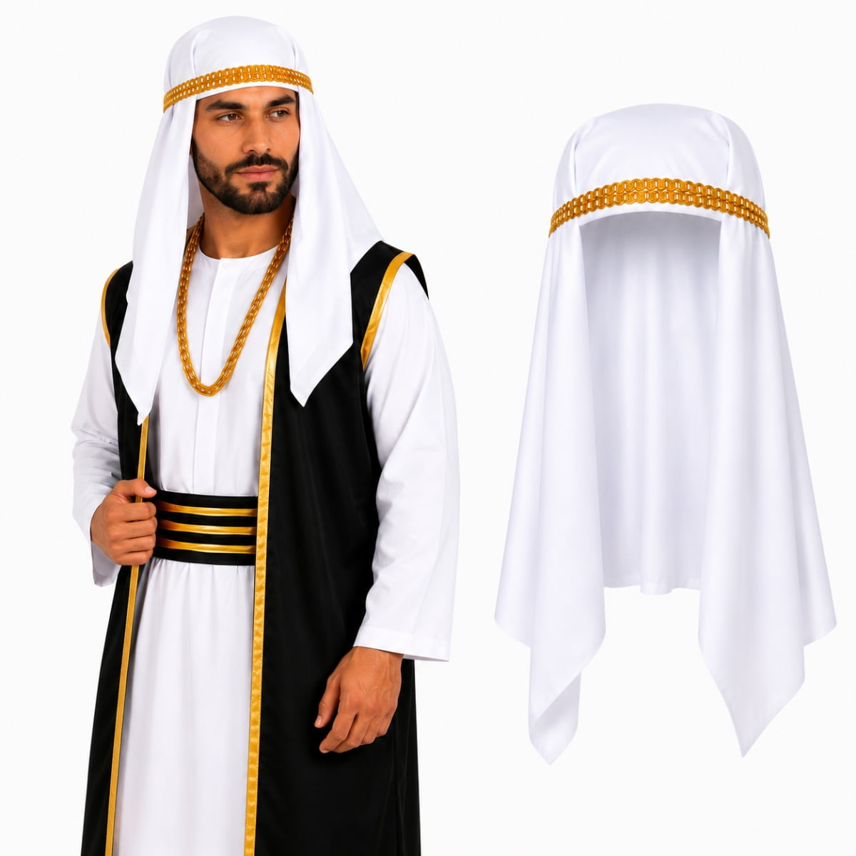 Turbante Sheik Árabe Branco Para Fantasia